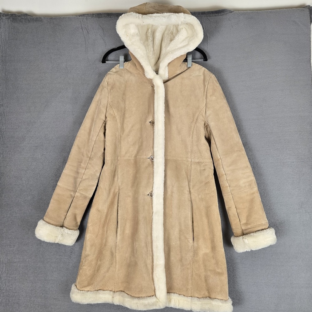 Marvin Richards Jacket Women Small Brown Genuine Leather Long Coat Suede Leather
